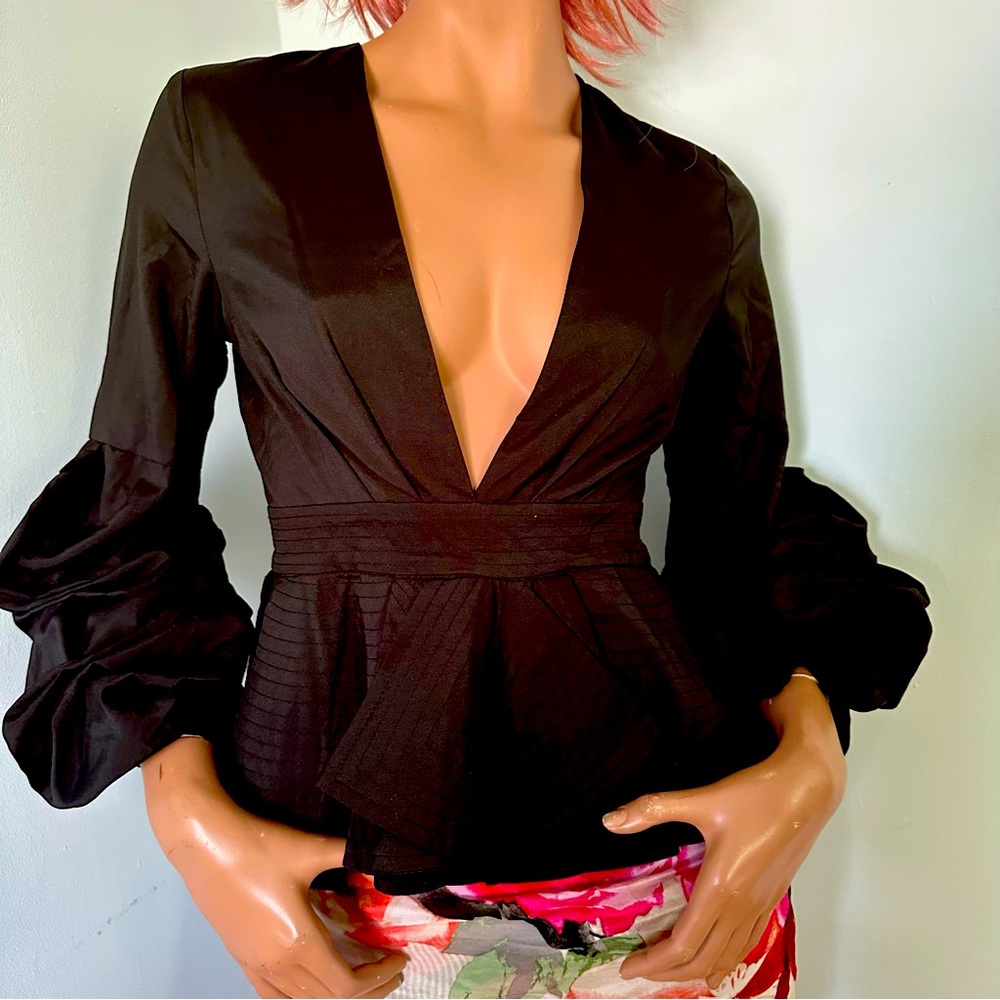 NWOT black V Neck Blouse